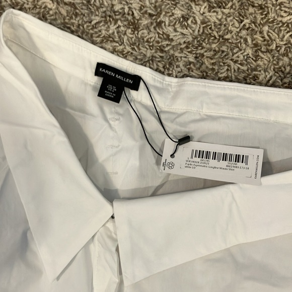 NWT Karen Millen poplin Asymmetric Longline Woven blouse Sz 6 white - Picture 4 of 9